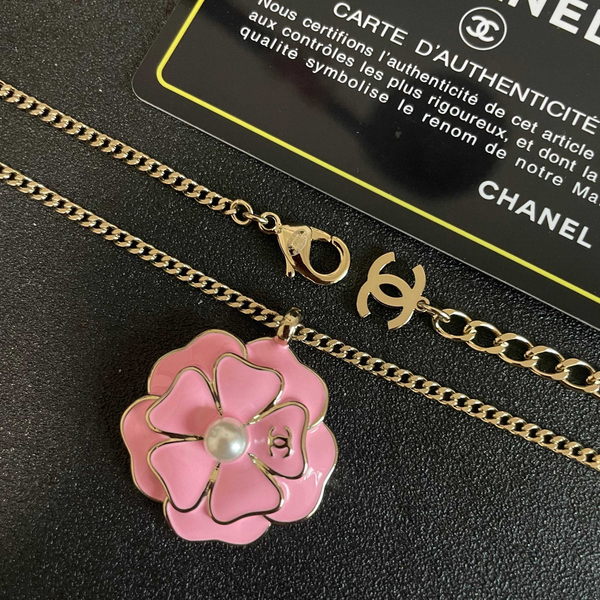 Camellia Pendant Necklace in Polished Metal-Tone – Camellia Detail – Design 009 main product view