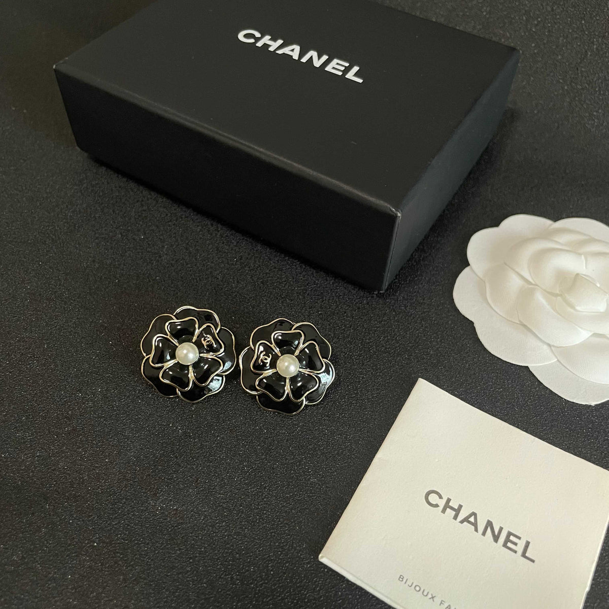 Camellia Stud Earrings in Polished Metal-Tone – Camellia Detail – Design 022 close-up detail