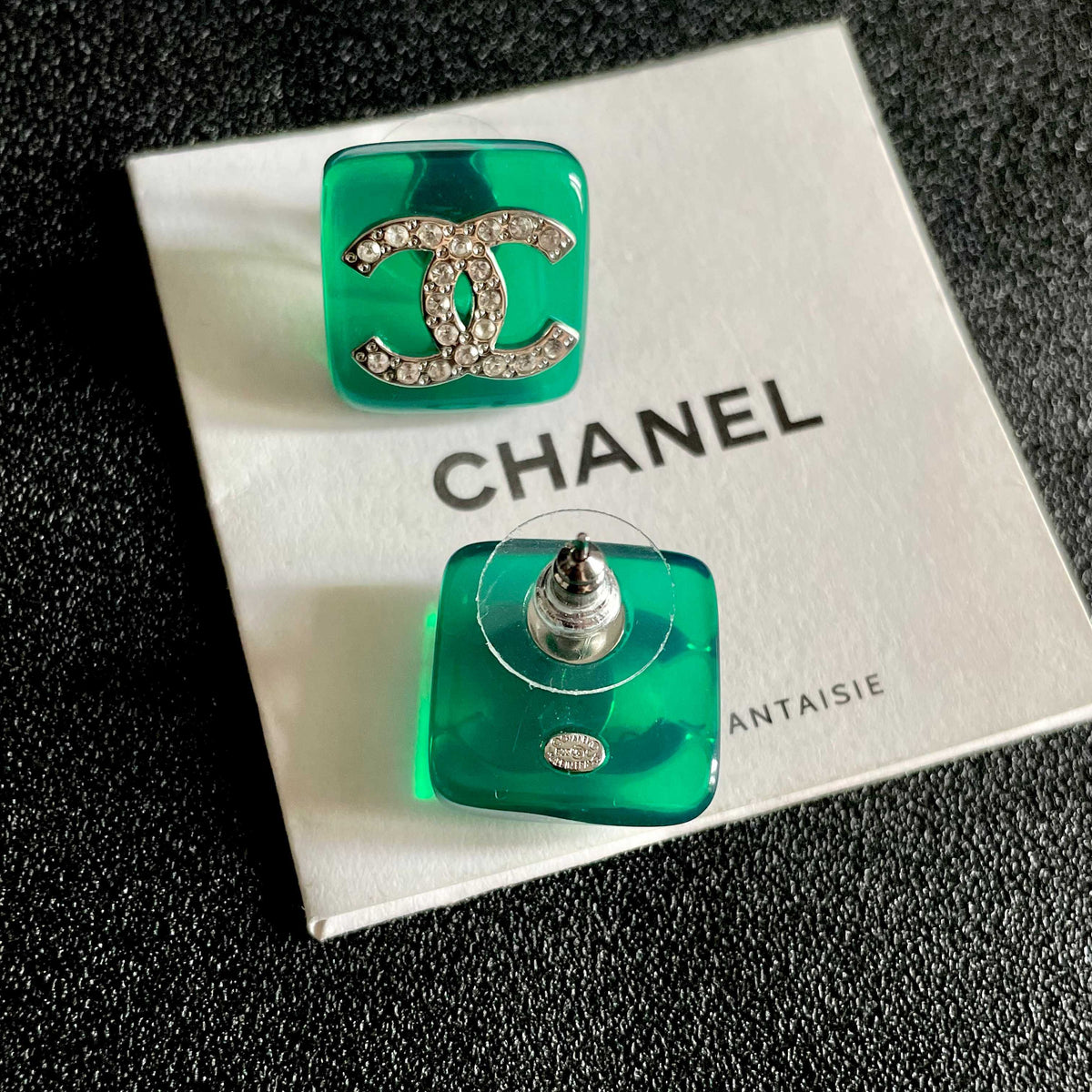 Double-C Emblem Crystal-Accent Stud Earrings – Design 015 main product view