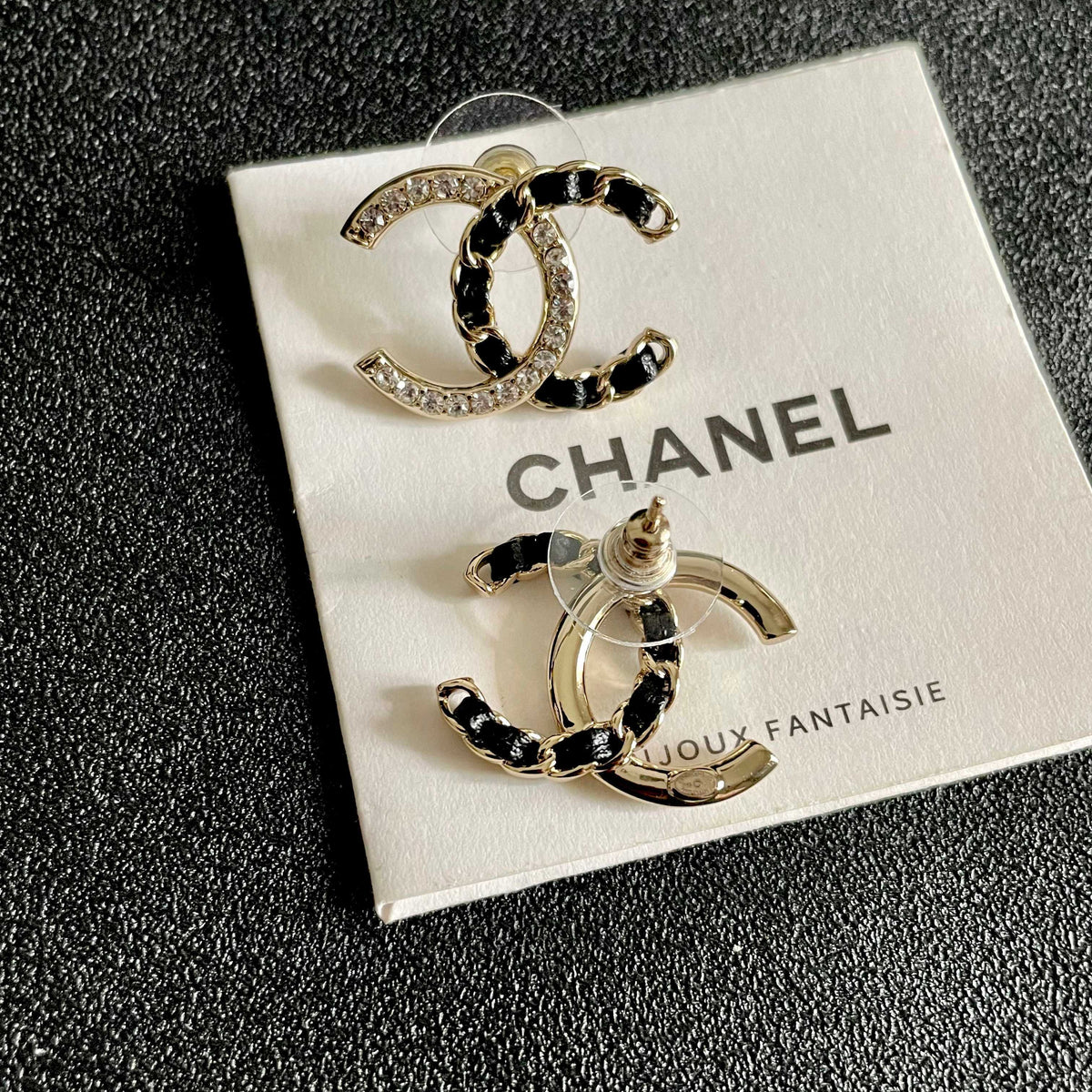 Double-C Emblem Crystal-Accent Stud Earrings – Design 014 main product view