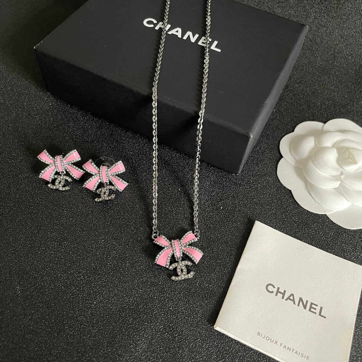 Double-C Emblem Crystal-Accent Pendant Necklace – Design 020 close-up detail