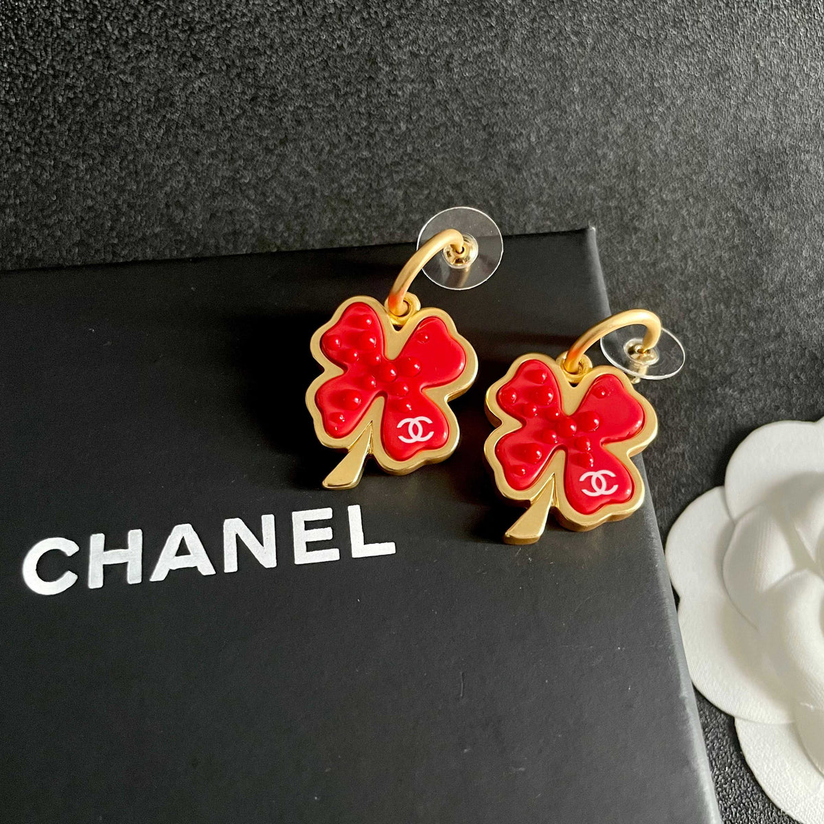Camellia Statement Earrings in Polished Metal-Tone – Camellia Detail – Design 002 detail view