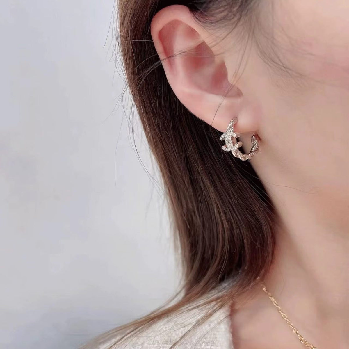 Letter Pearl-Detail Stud Earrings – Pearl Detail – Design 008 side detail