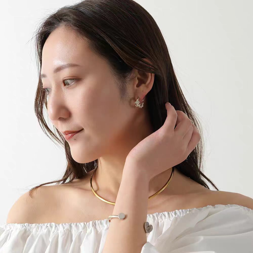 Letter Pearl-Detail Stud Earrings – Pearl Detail – Design 008 front product view
