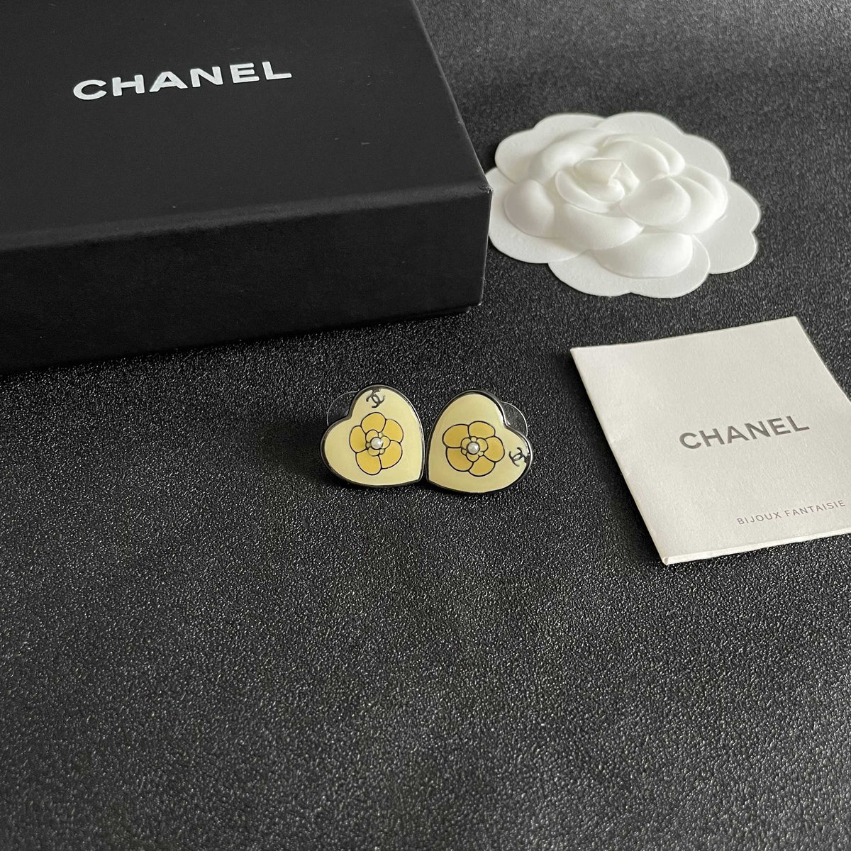 Camellia Stud Earrings in Polished Metal-Tone – Camellia Detail – Design 033 styled product view
