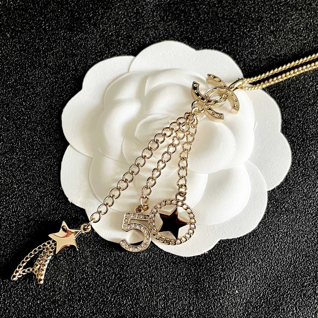 Double-C Emblem Crystal-Accent Pendant Necklace – Design 036 front product view