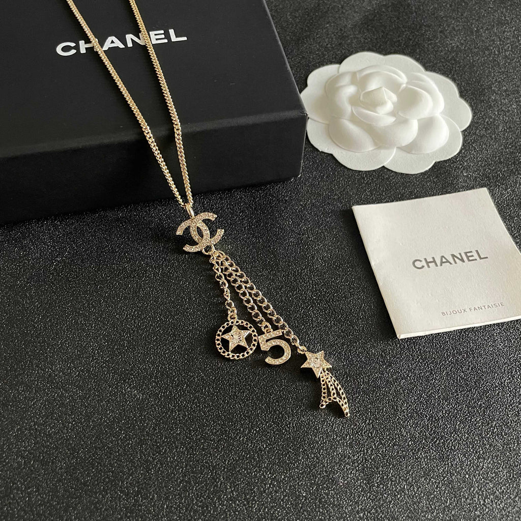Double-C Emblem Crystal-Accent Pendant Necklace – Design 036 styled product view