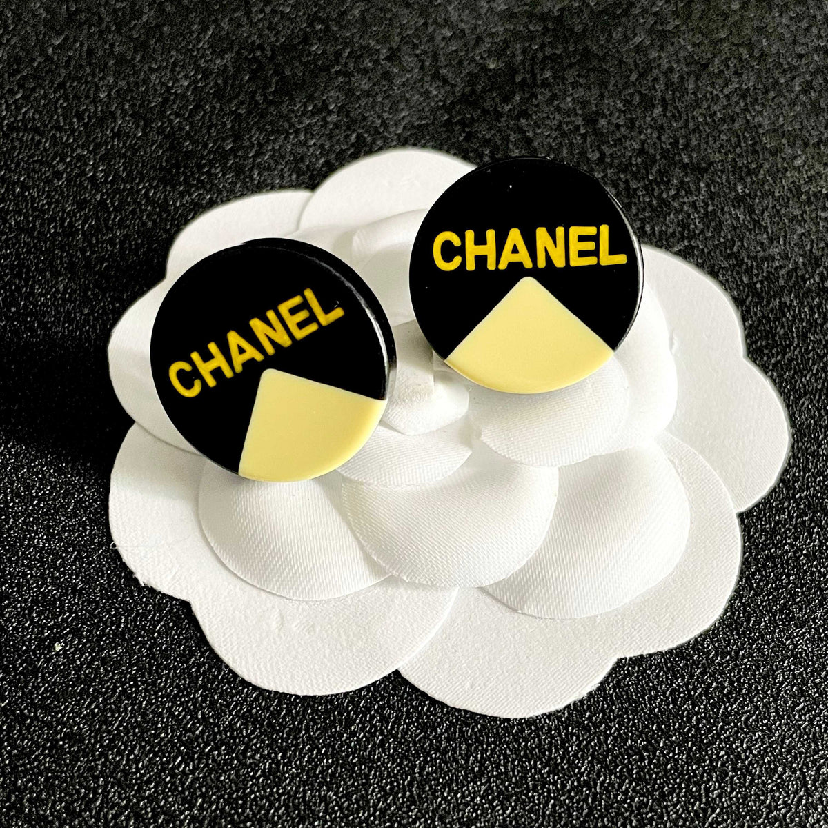 Letter Stud Earrings in Polished Metal-Tone – Design 011 front product view