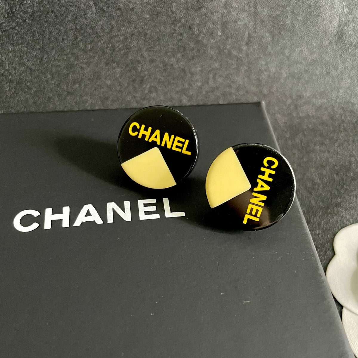Letter Stud Earrings in Polished Metal-Tone – Design 011 detail view