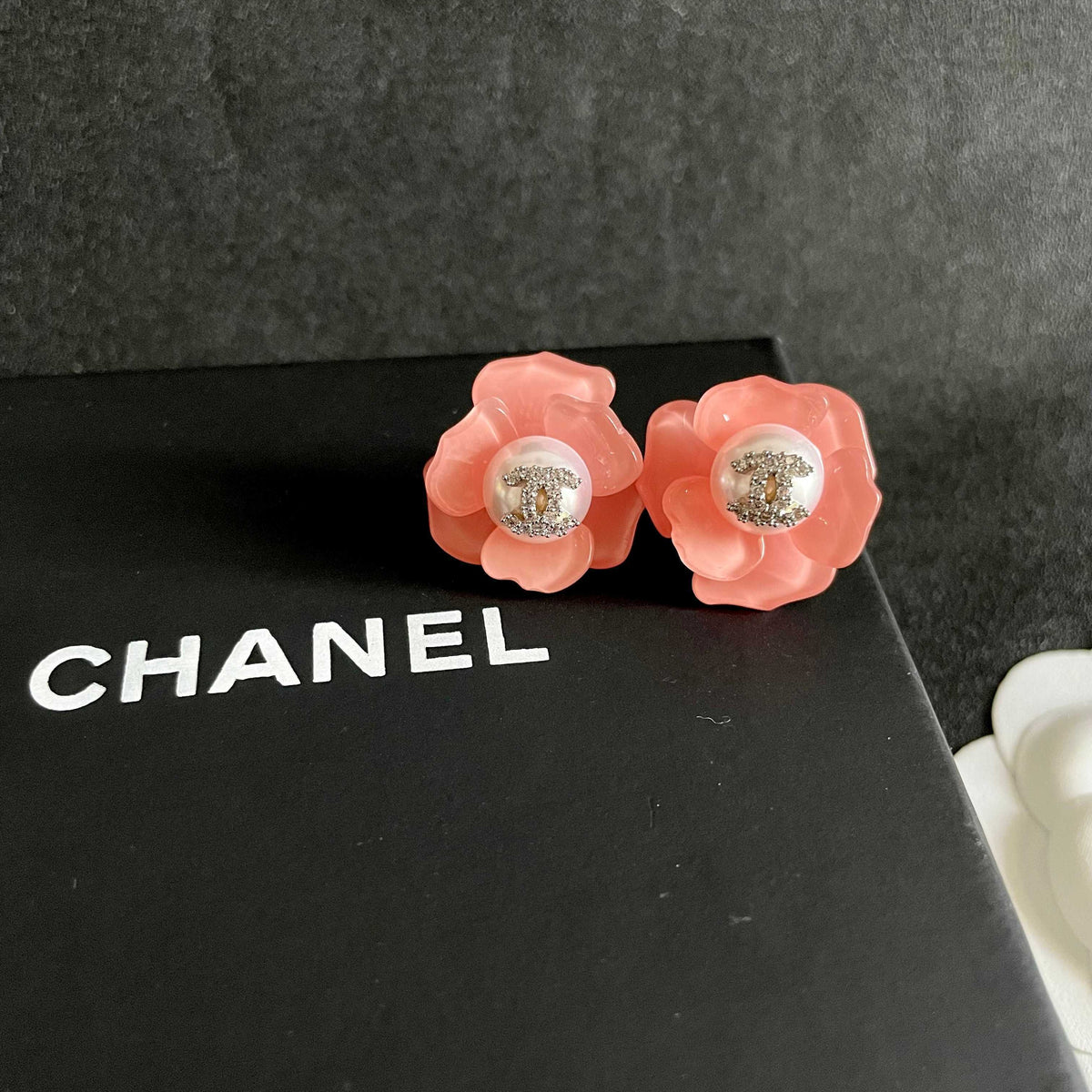 Signature Emblem Stud Earrings in Polished Metal-Tone – Design 055 detail view