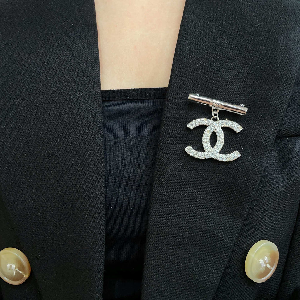Signature Emblem Brooch in Polished Metal-Tone – Design 027 front product view