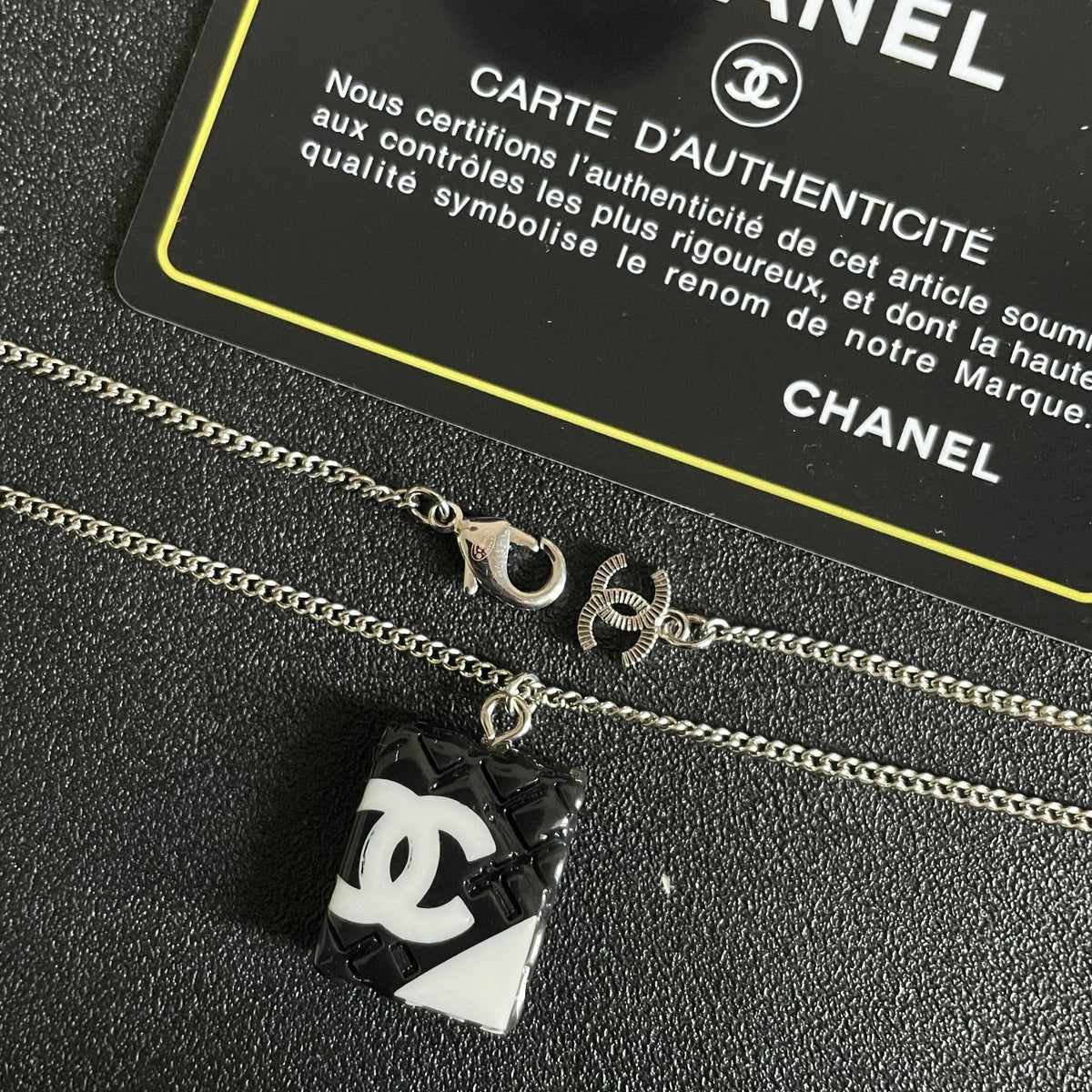 Double-C Emblem Pendant Necklace in Polished Metal-Tone – Design 042 main product view