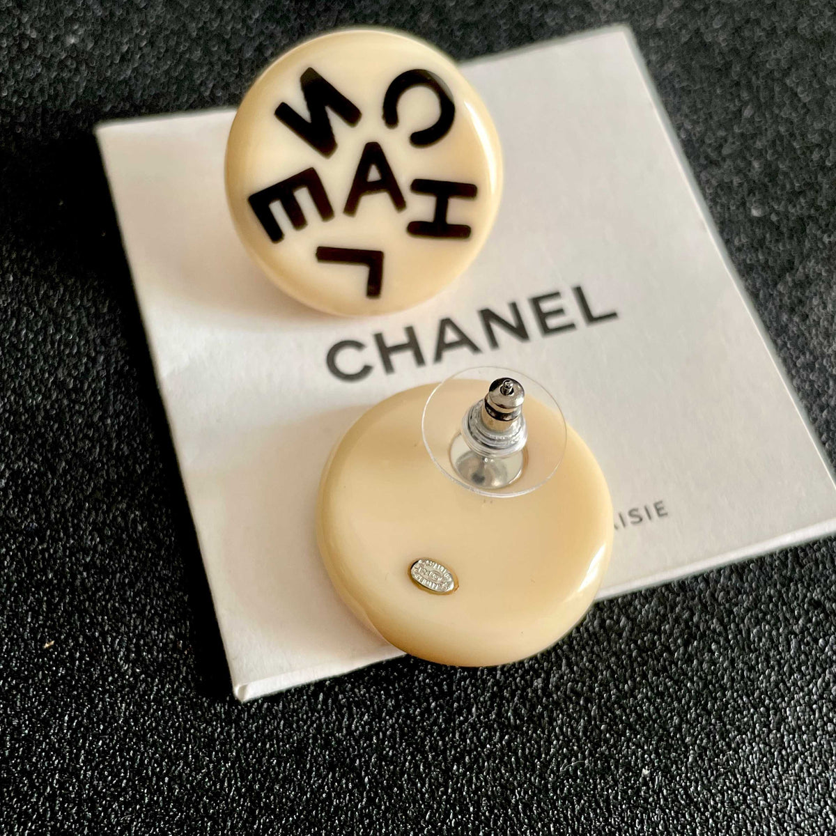 Letter Stud Earrings in Polished Metal-Tone – Design 012 main product view