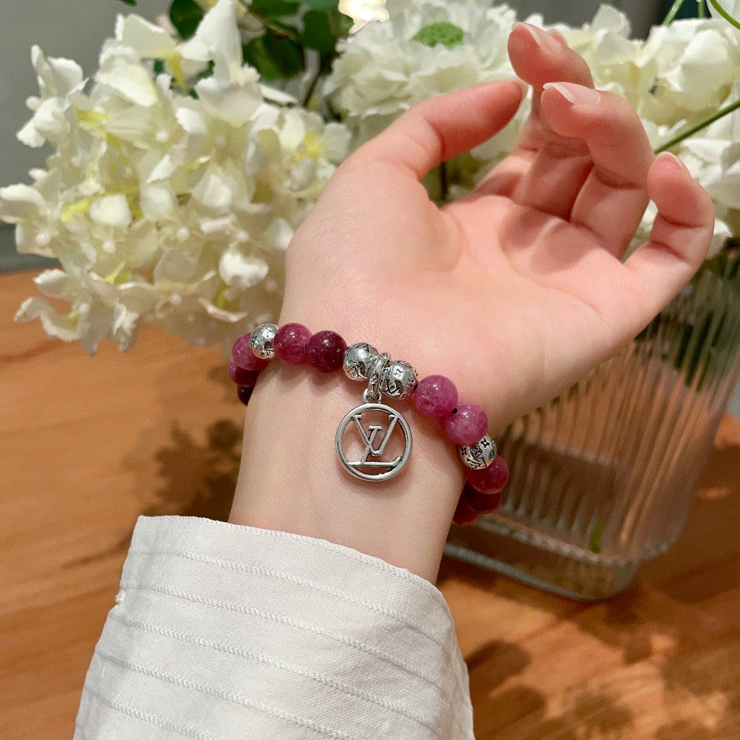 Letter Emblem Bracelet in Polished Metal-Tone – Pearl Detail main product view