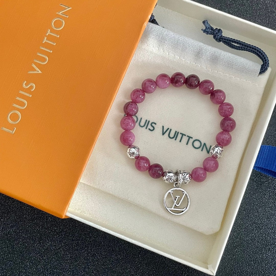 Letter Emblem Bracelet in Polished Metal-Tone – Pearl Detail front product view
