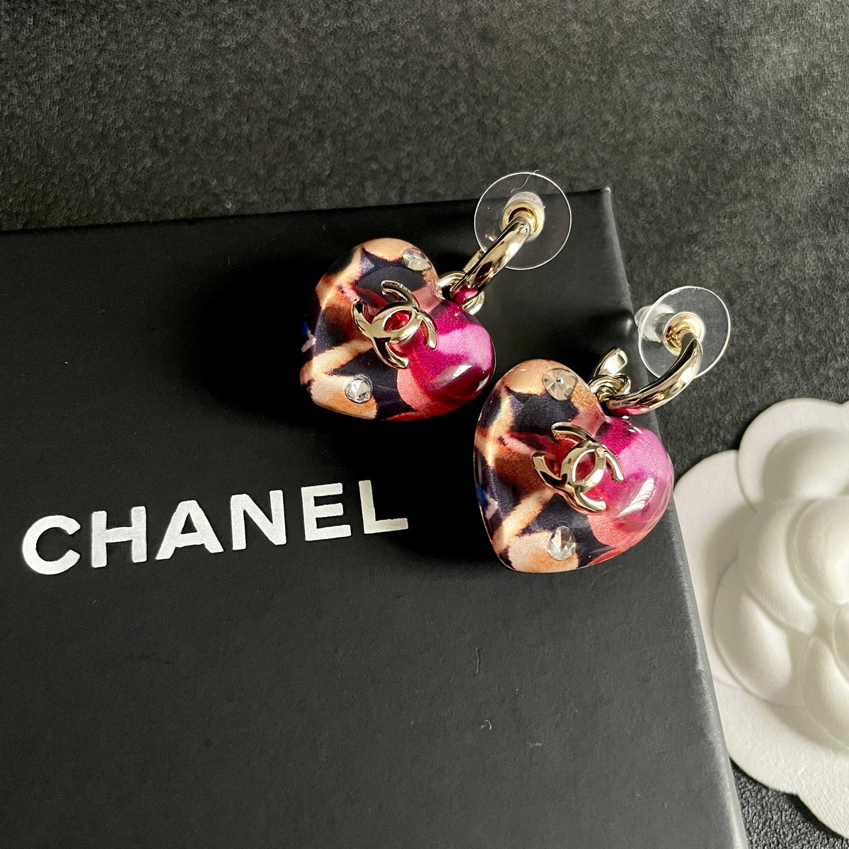Signature Emblem Stud Earrings in Polished Metal-Tone – Design 048 detail view