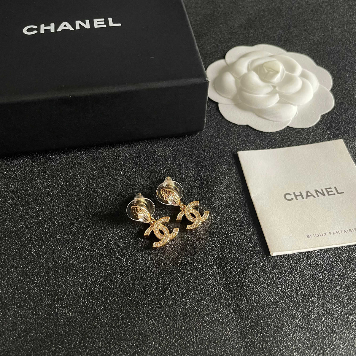 Signature Emblem Stud Earrings in Polished Metal-Tone – Design 043 styled product view