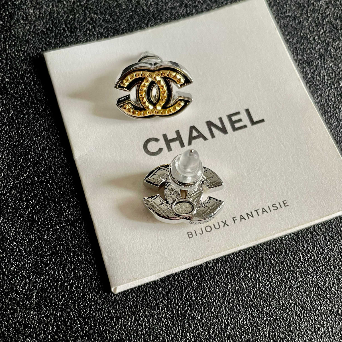 Signature Emblem Stud Earrings in Polished Metal-Tone – Design 038 main product view