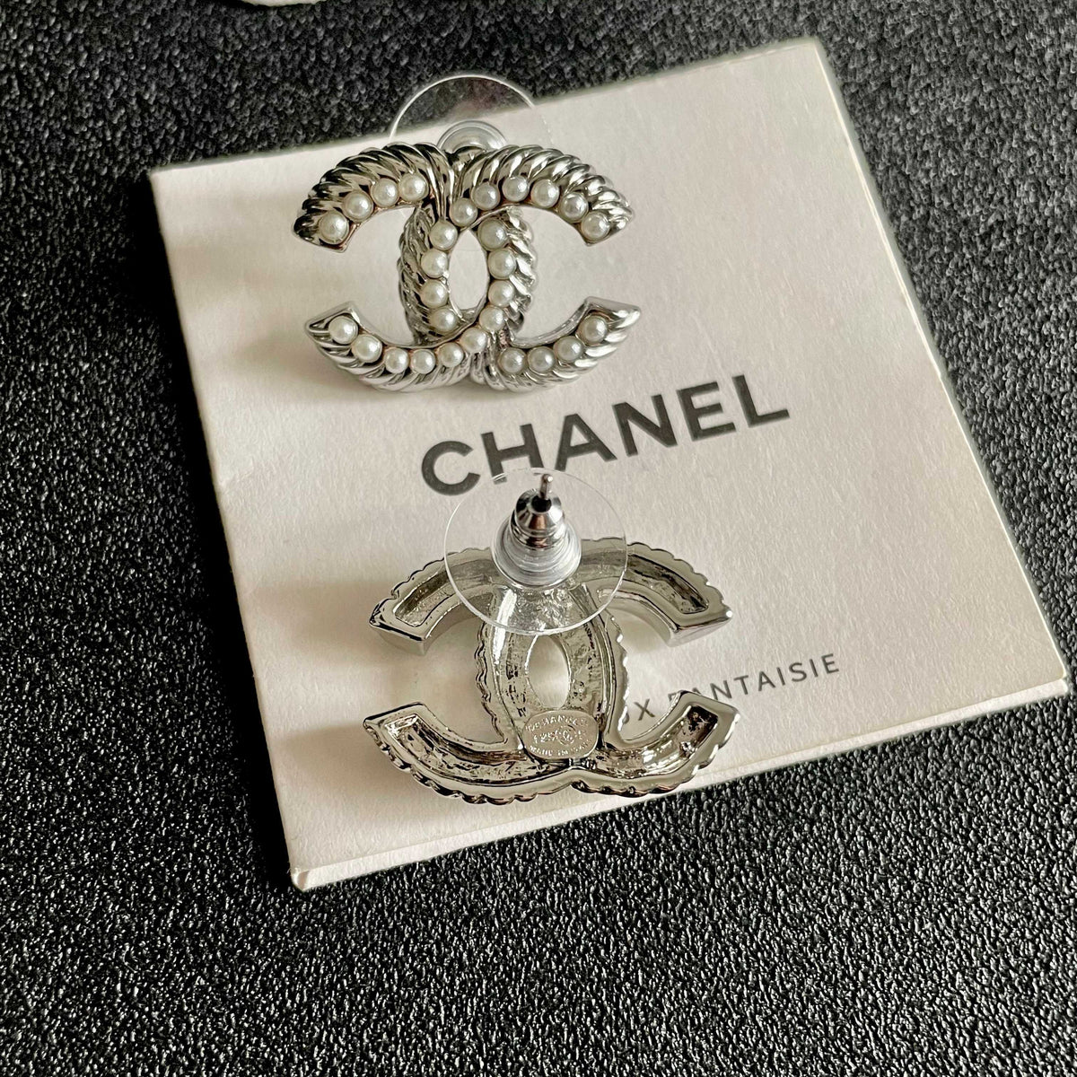Signature Emblem Stud Earrings in Polished Metal-Tone – Design 034 main product view