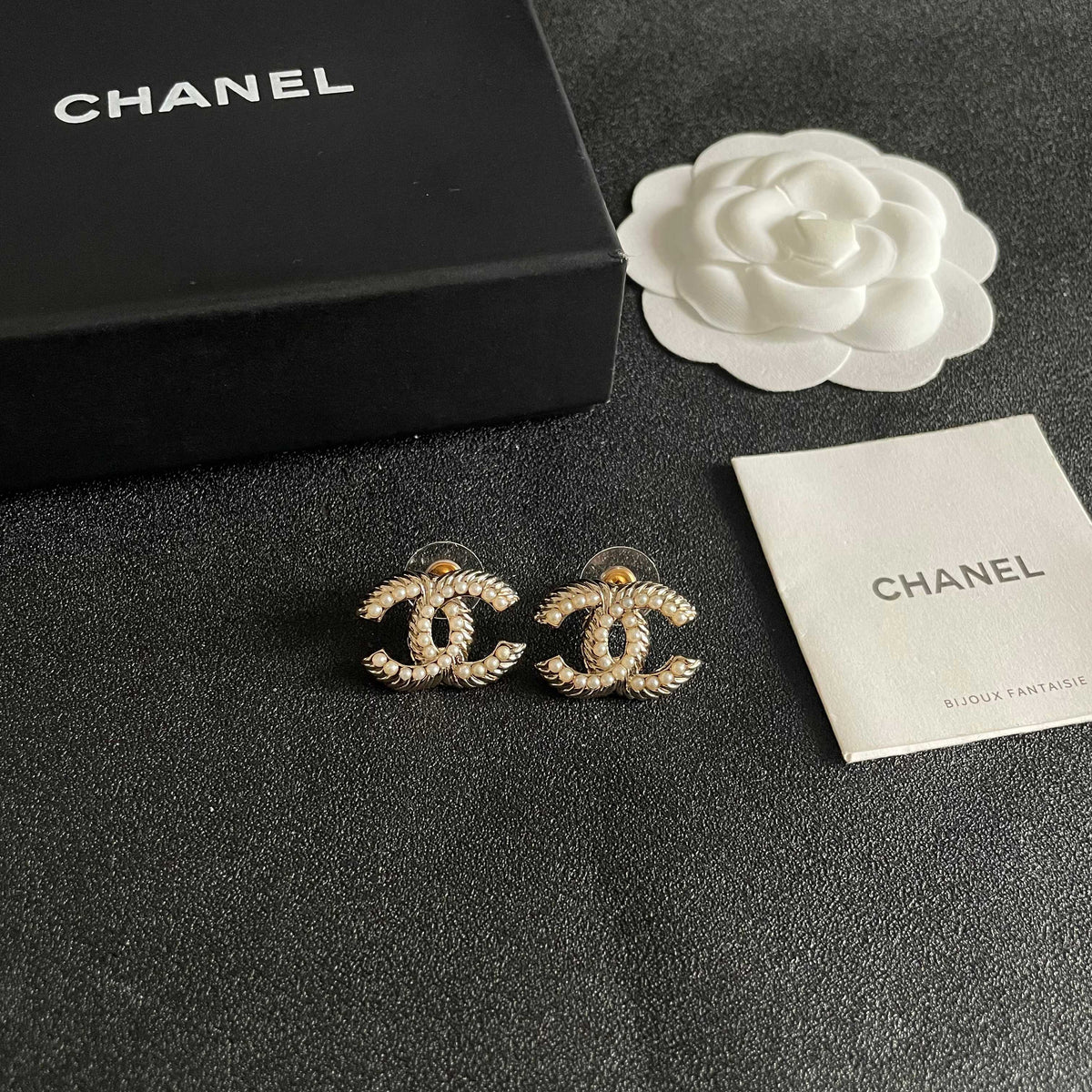 Signature Emblem Stud Earrings in Polished Metal-Tone – Design 033 styled product view