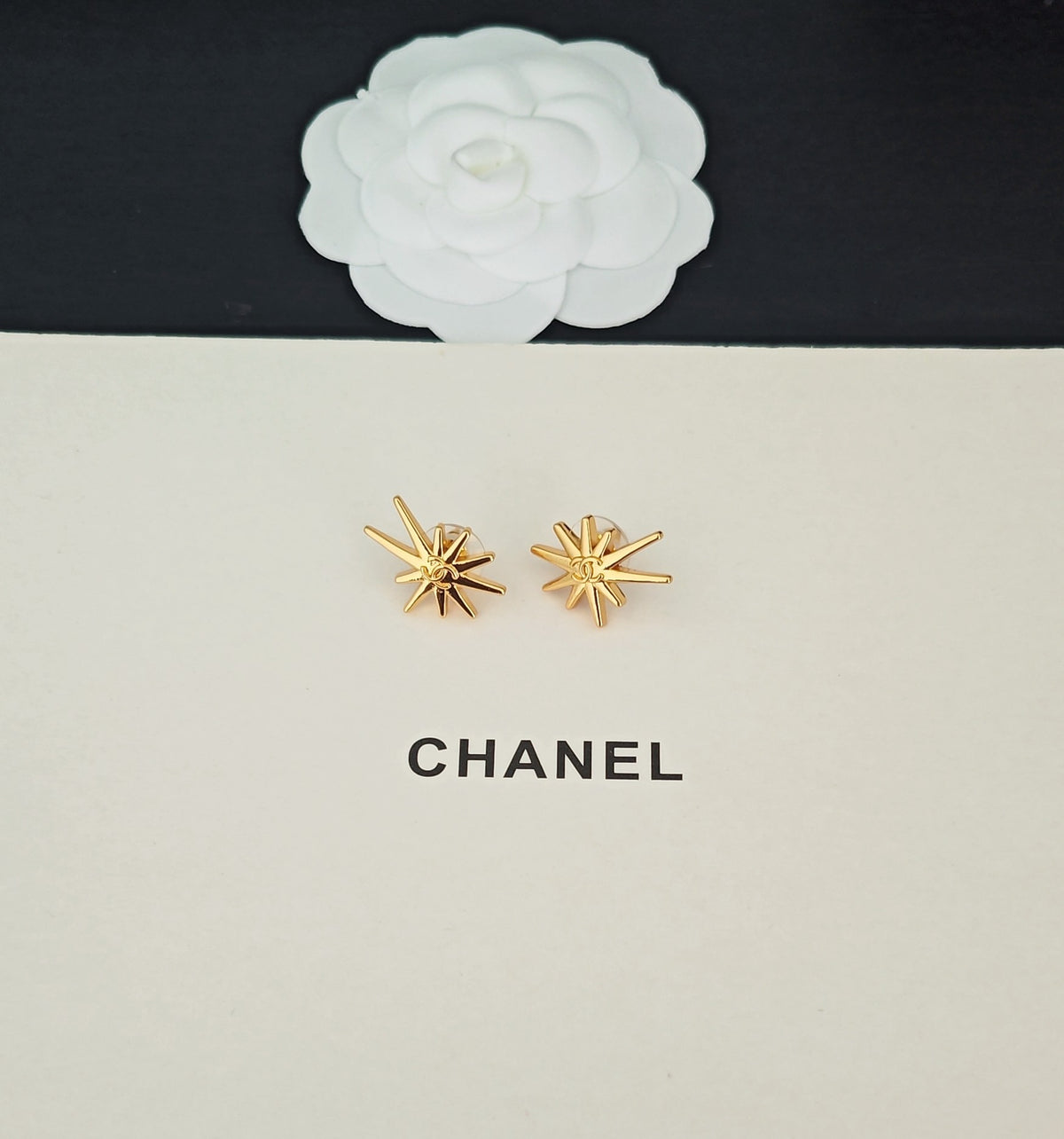 Signature Emblem Stud Earrings in Gold-Tone – Design 053 side detail