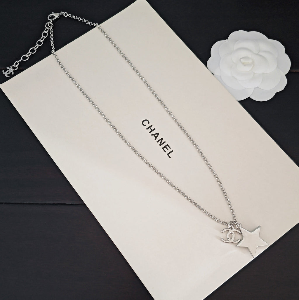 Signature Emblem Pendant Necklace in Gold-Tone – White Detail – Design 008 front product view
