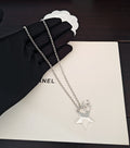 Signature Emblem Pendant Necklace in Gold-Tone – White Detail – Design 008 main product view