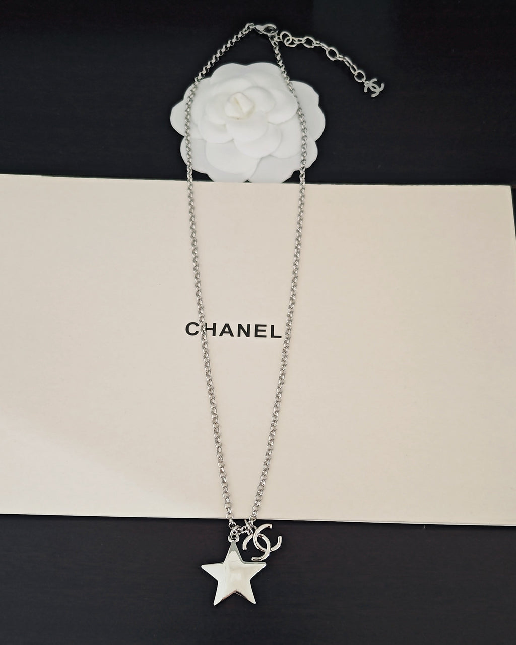 Signature Emblem Pendant Necklace in Gold-Tone – White Detail – Design 008 detail view