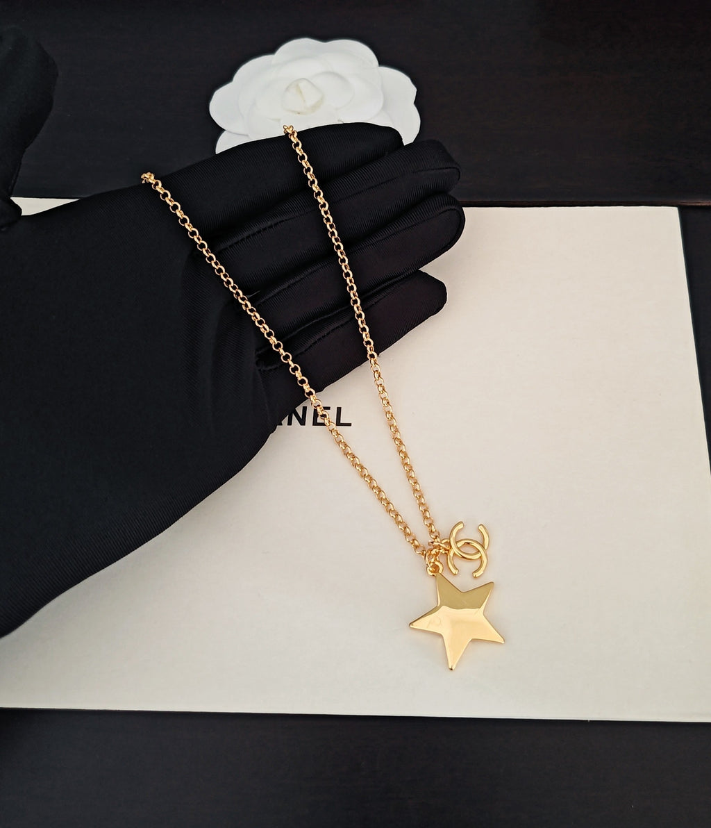 Signature Emblem Pendant Necklace in Gold-Tone – Design 056 main product view