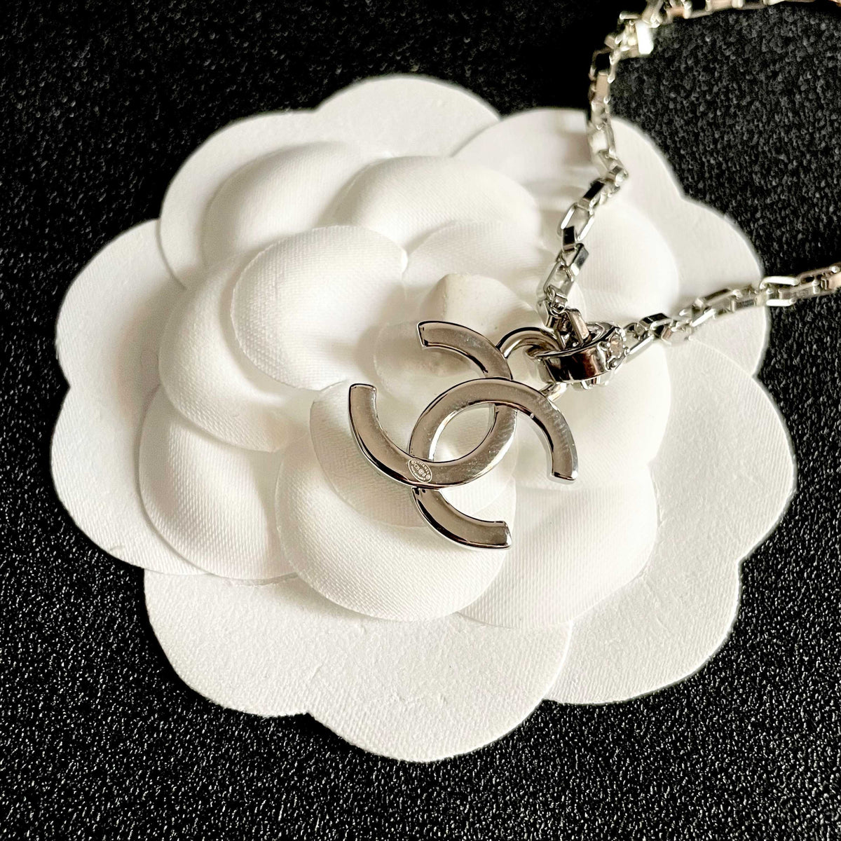 Double-C Emblem Crystal-Accent Pendant Necklace – Design 032 front product view