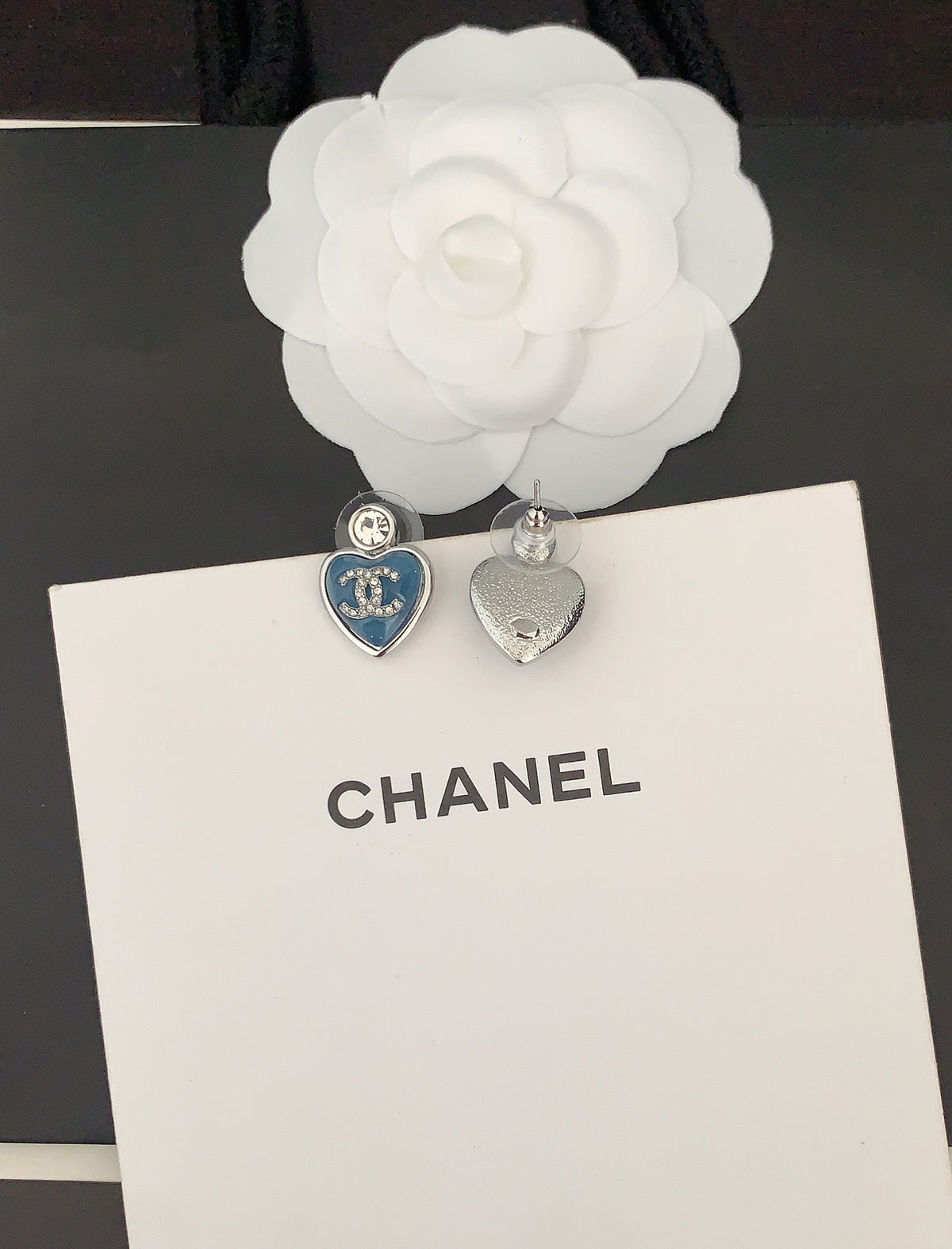 Heart Stud Earrings in Gold-Tone – Heart Detail – Design 003 front product view