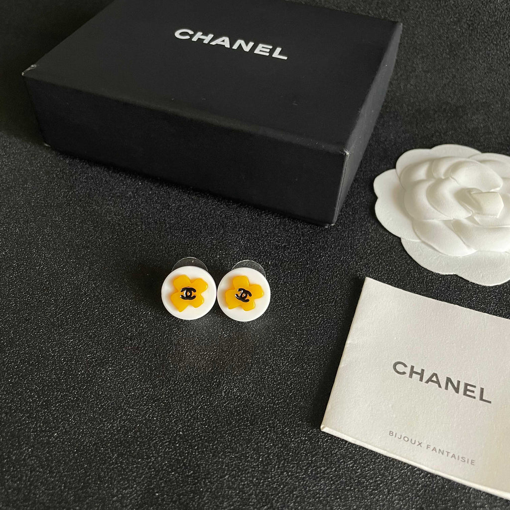 Camellia Stud Earrings in Polished Metal-Tone – Camellia Detail – Design 045 close-up detail