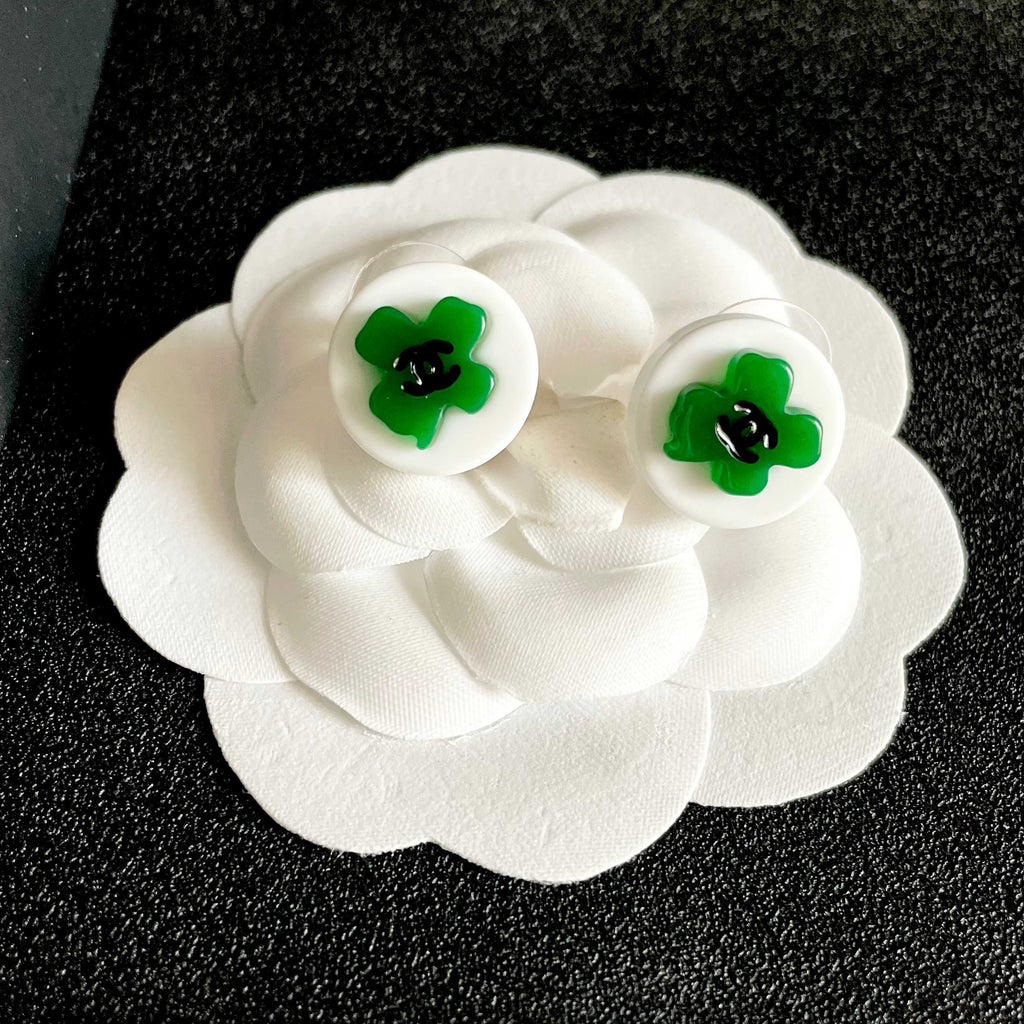 Camellia Stud Earrings in Polished Metal-Tone – Camellia Detail – Design 043 front product view