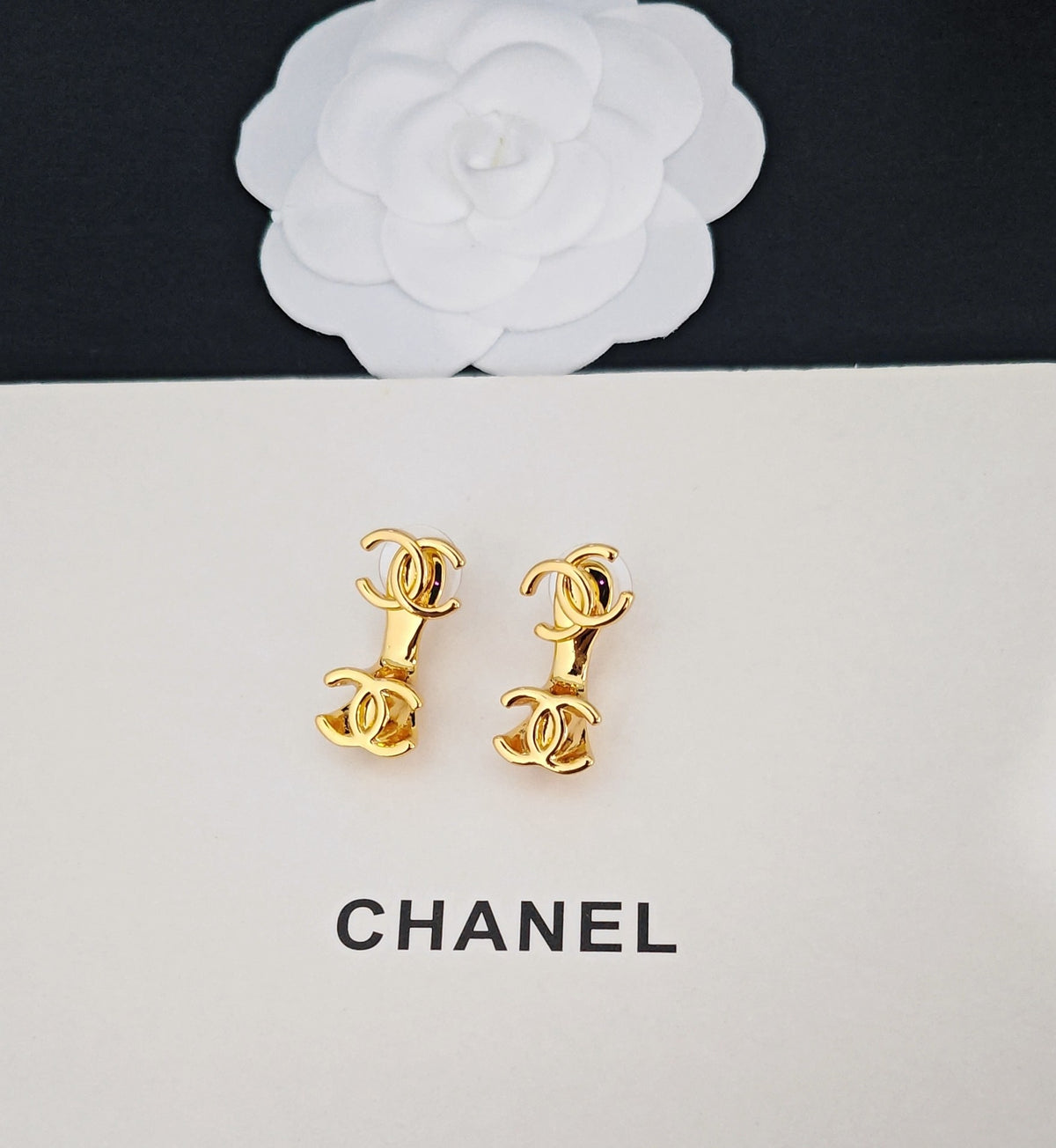 Signature Emblem Statement Earrings in Gold-Tone – Design 022 side detail
