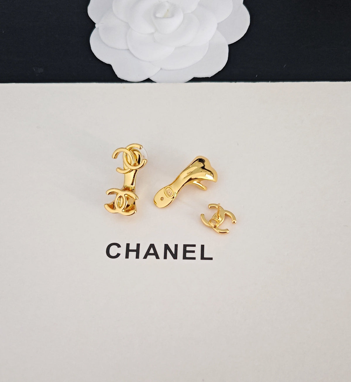 Signature Emblem Statement Earrings in Gold-Tone – Design 022 main product view
