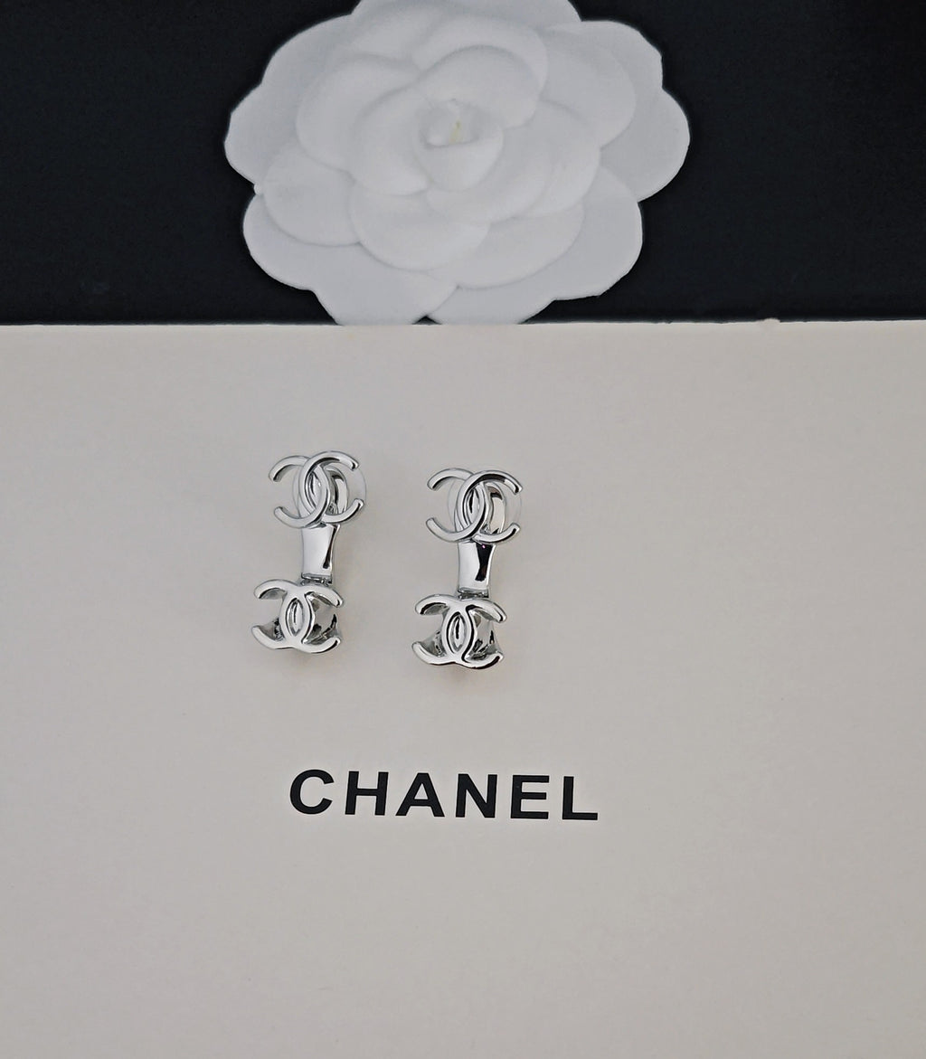 Signature Emblem Statement Earrings in Gold-Tone – White Detail – Design 003 side detail