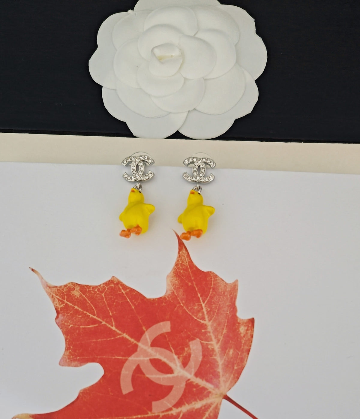 Duck Statement Earrings in Gold-Tone – Design 004 close-up detail