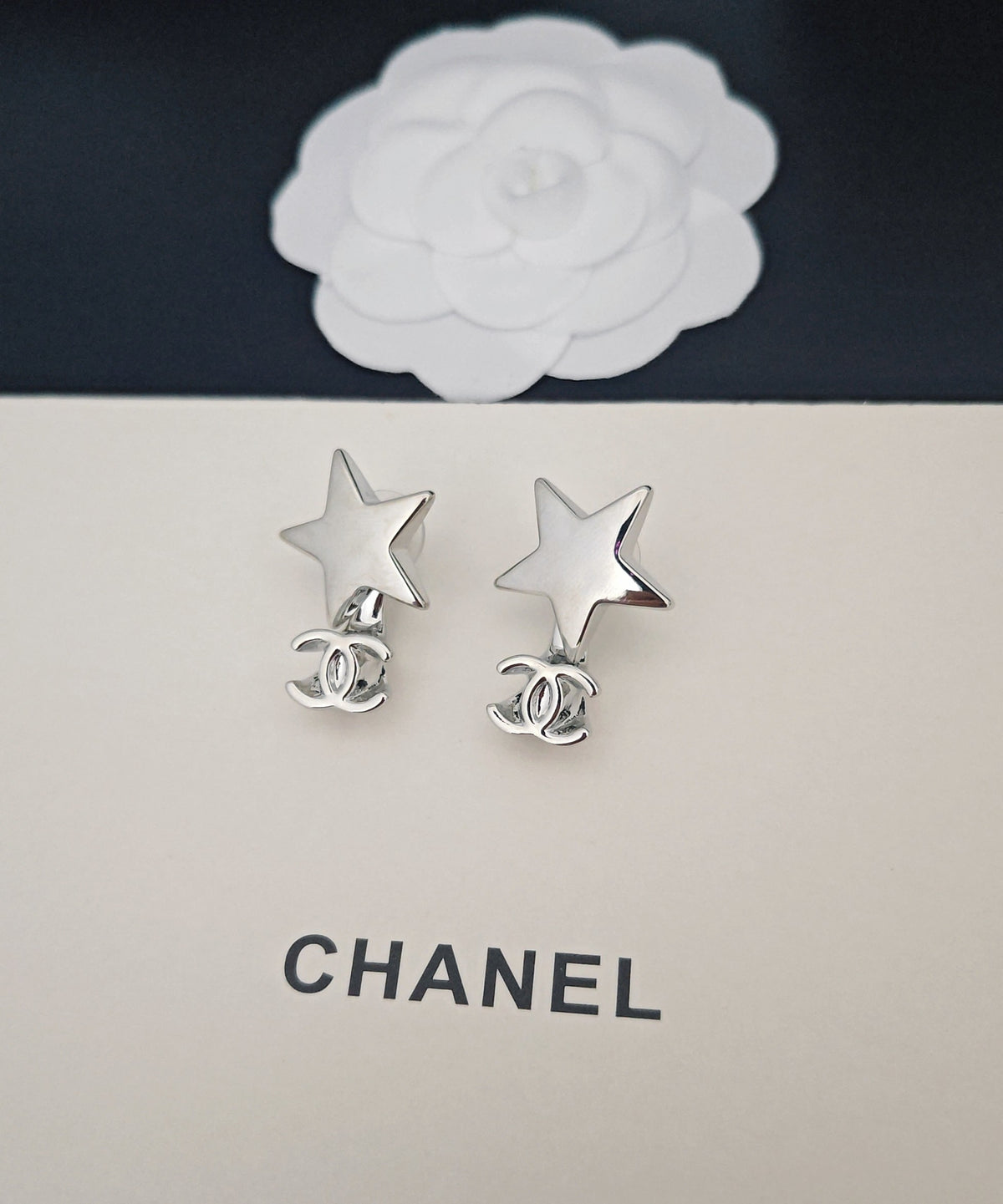 Signature Emblem Statement Earrings in Gold-Tone – White Detail – Design 004 close-up detail