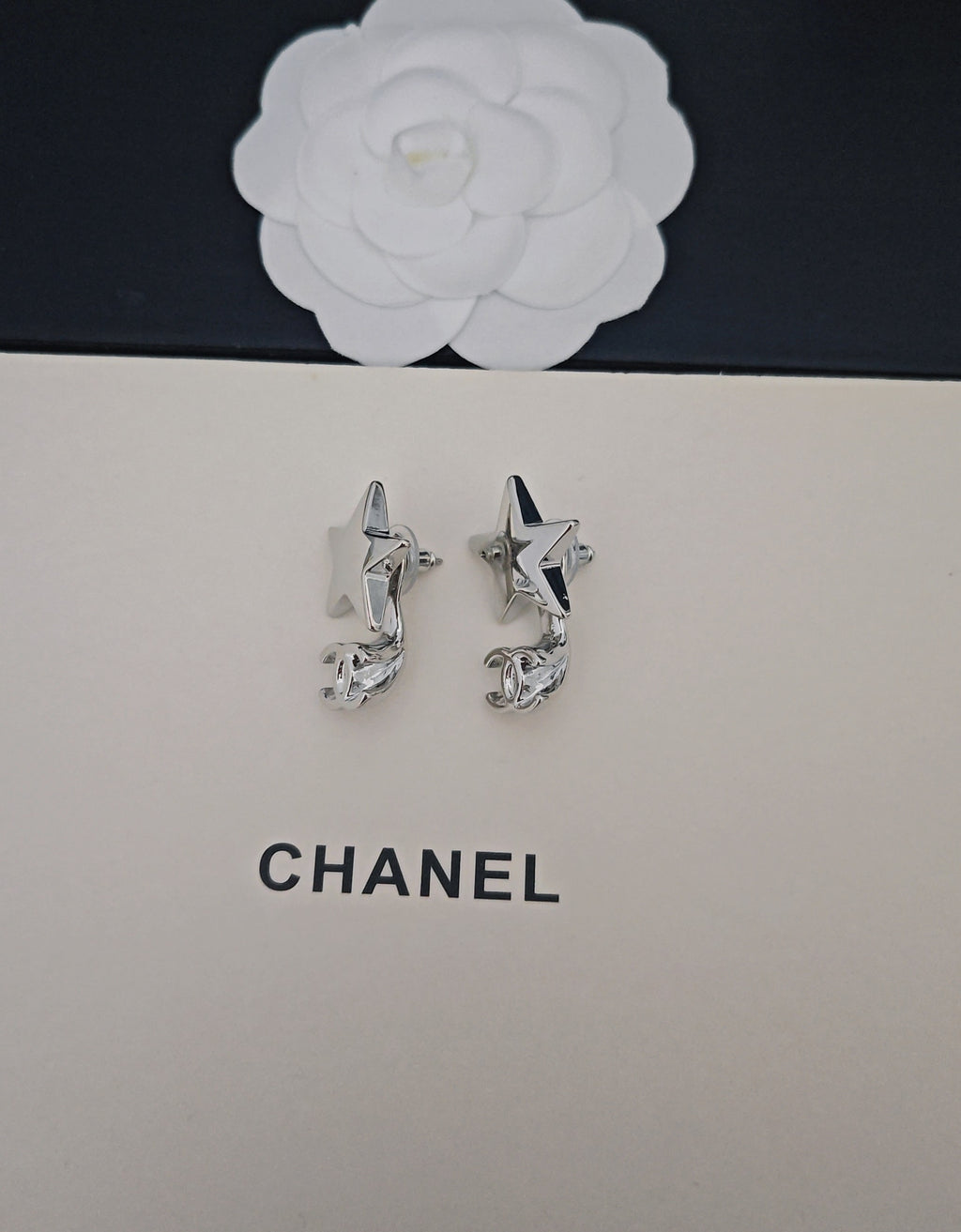 Signature Emblem Statement Earrings in Gold-Tone – White Detail – Design 004 side detail