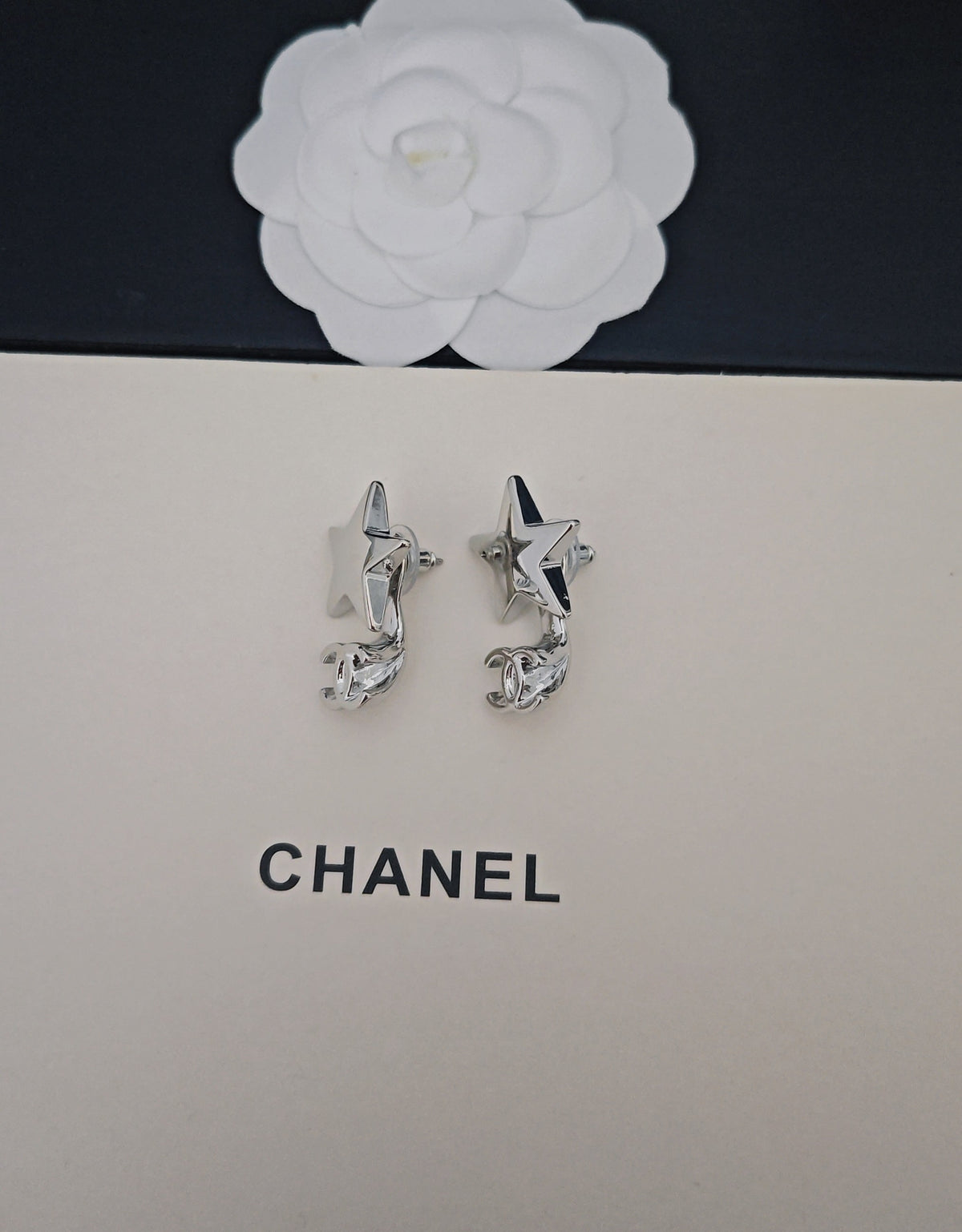 Signature Emblem Statement Earrings in Gold-Tone – White Detail – Design 004 side detail