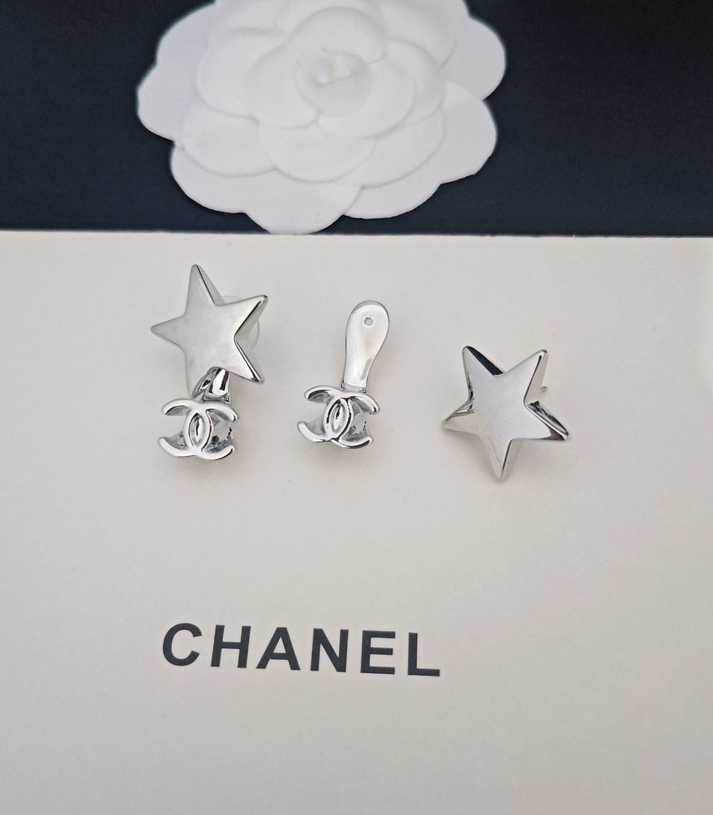 Signature Emblem Statement Earrings in Gold-Tone – White Detail – Design 004 styled product view