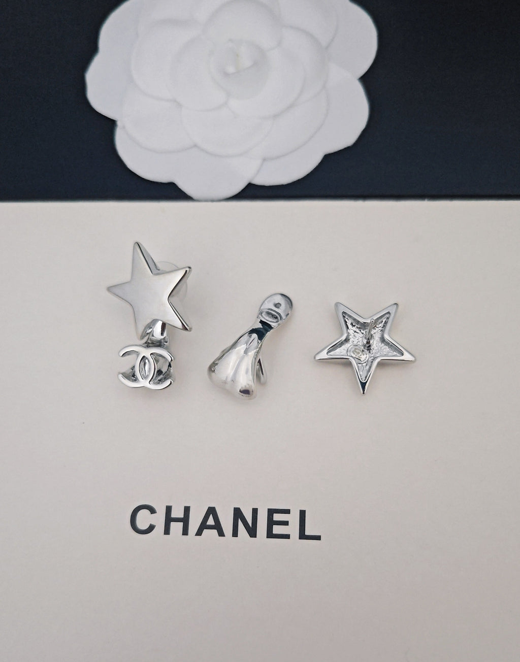 Signature Emblem Statement Earrings in Gold-Tone – White Detail front product view