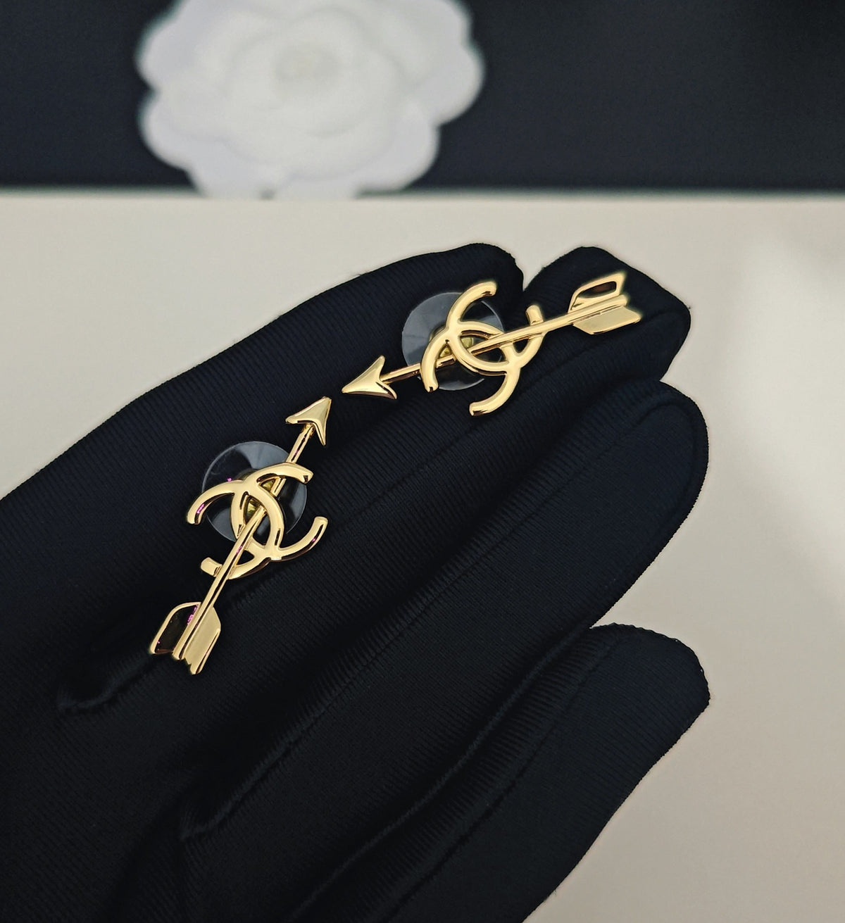 Arrow Stud Earrings in Gold-Tone – Arrow Detail detail view