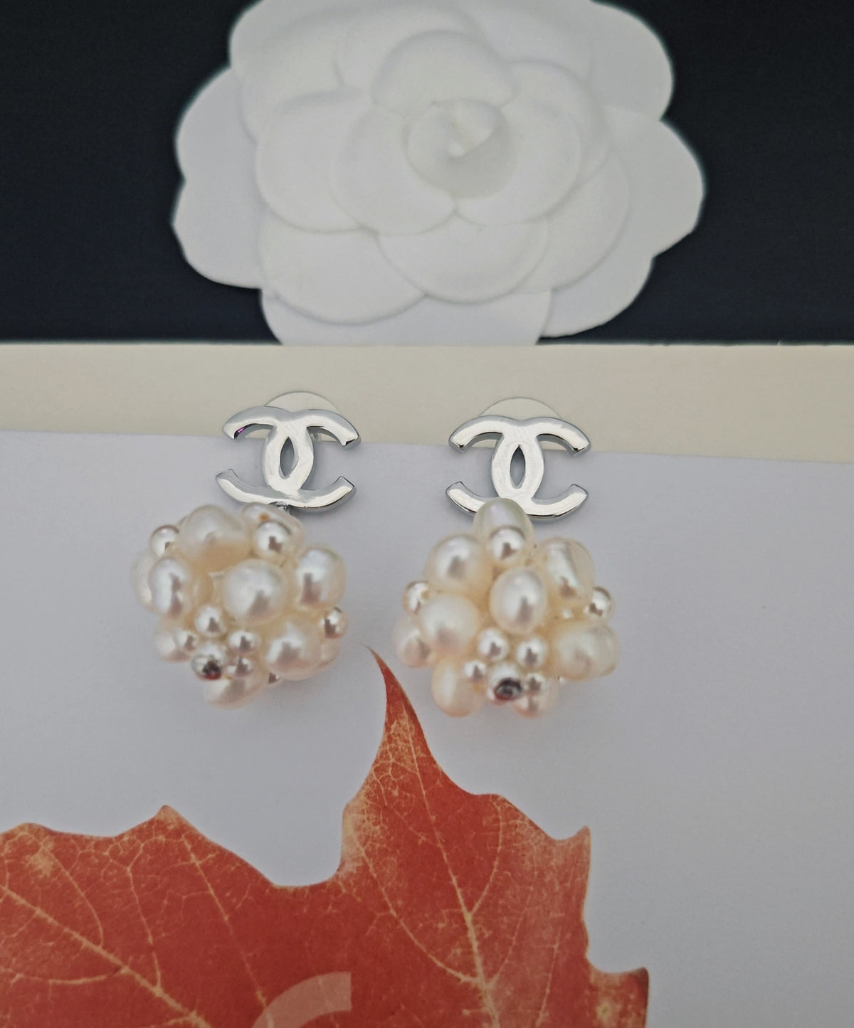 Pearl Pearl-Detail Statement Earrings – Pearl Detail close-up detail