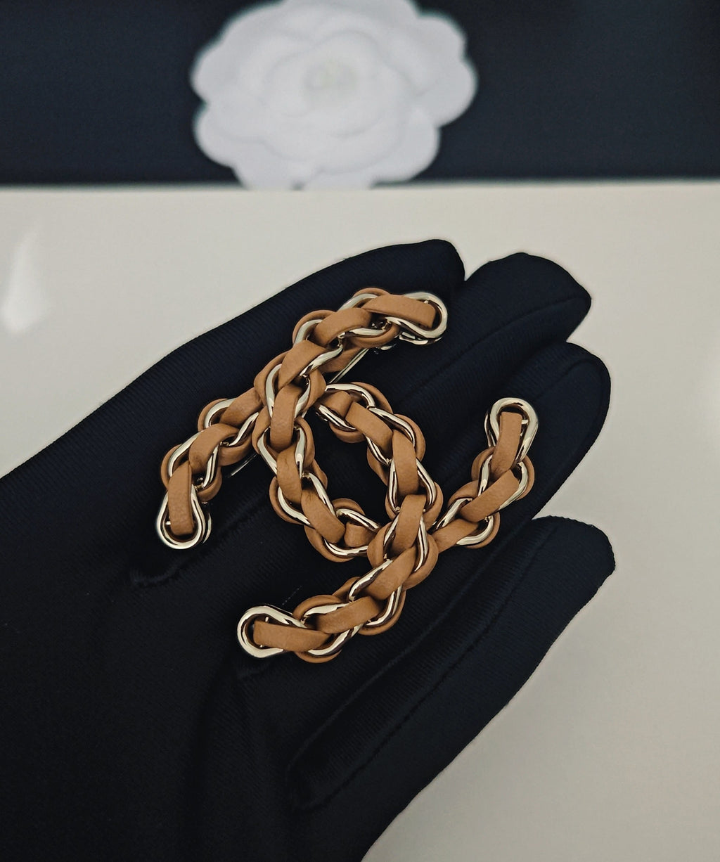 Signature Emblem Brooch in Gold-Tone – Design 011 front product view