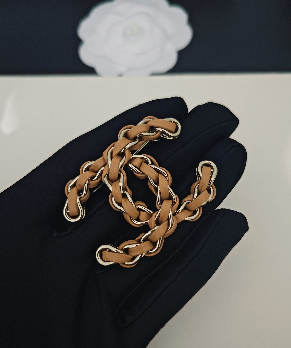 Signature Emblem Brooch in Gold-Tone – Design 011 front product view