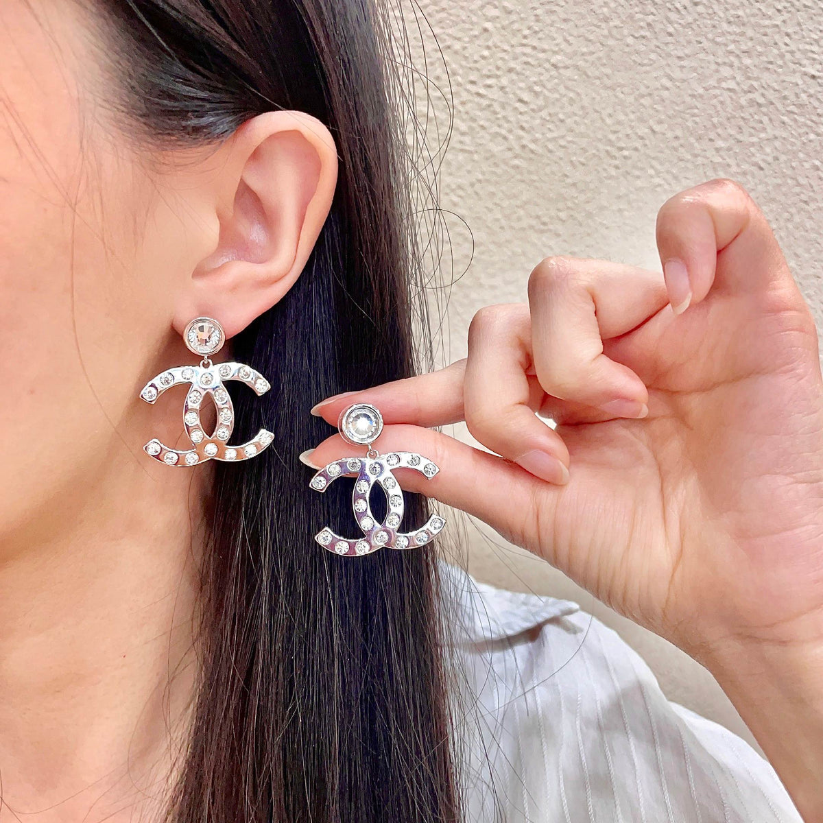 Signature Emblem Stud Earrings in Polished Metal-Tone – Design 081 main product view