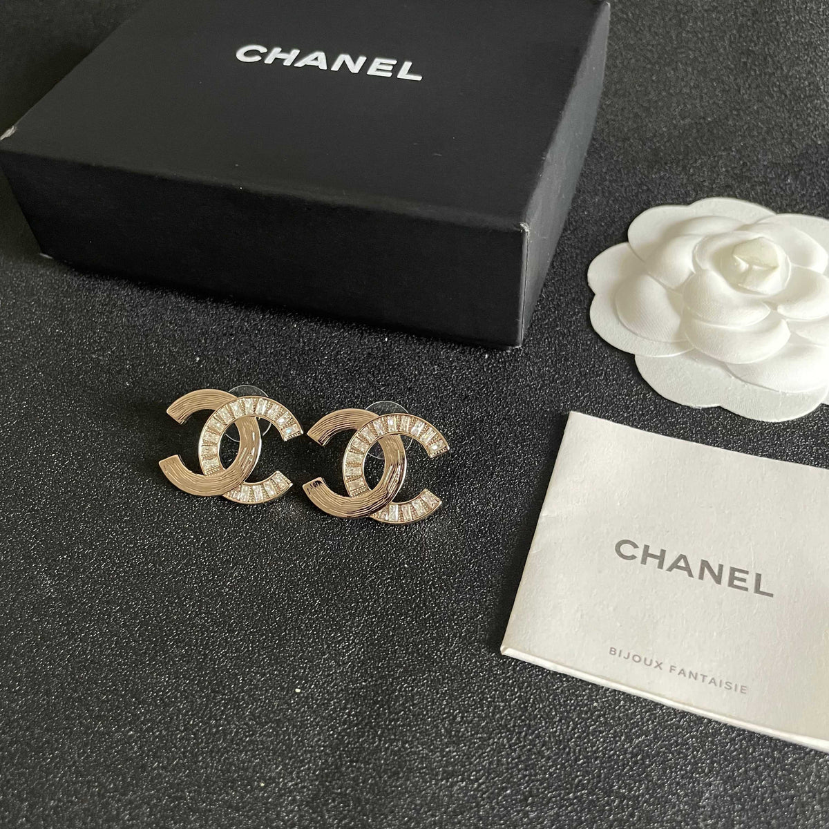 Signature Emblem Stud Earrings in Polished Metal-Tone – Design 079 close-up detail