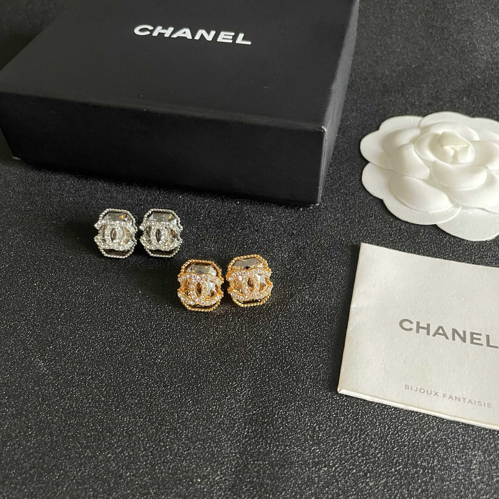 Signature Emblem Stud Earrings in Polished Metal-Tone – Design 078 side detail
