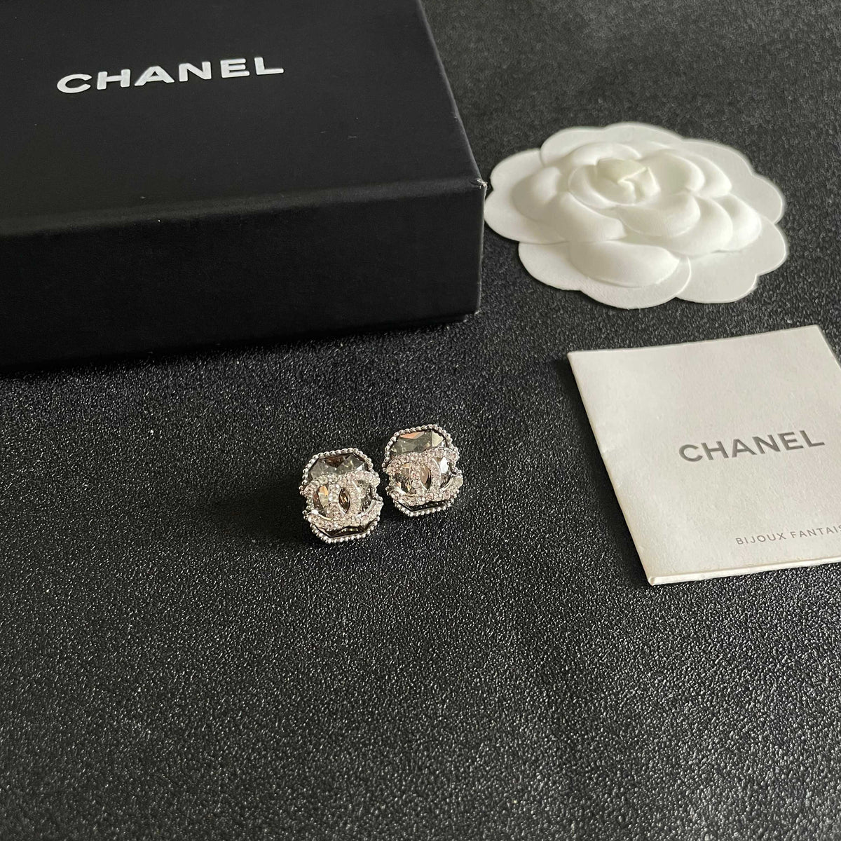 Signature Emblem Stud Earrings in Polished Metal-Tone – Design 078 styled product view